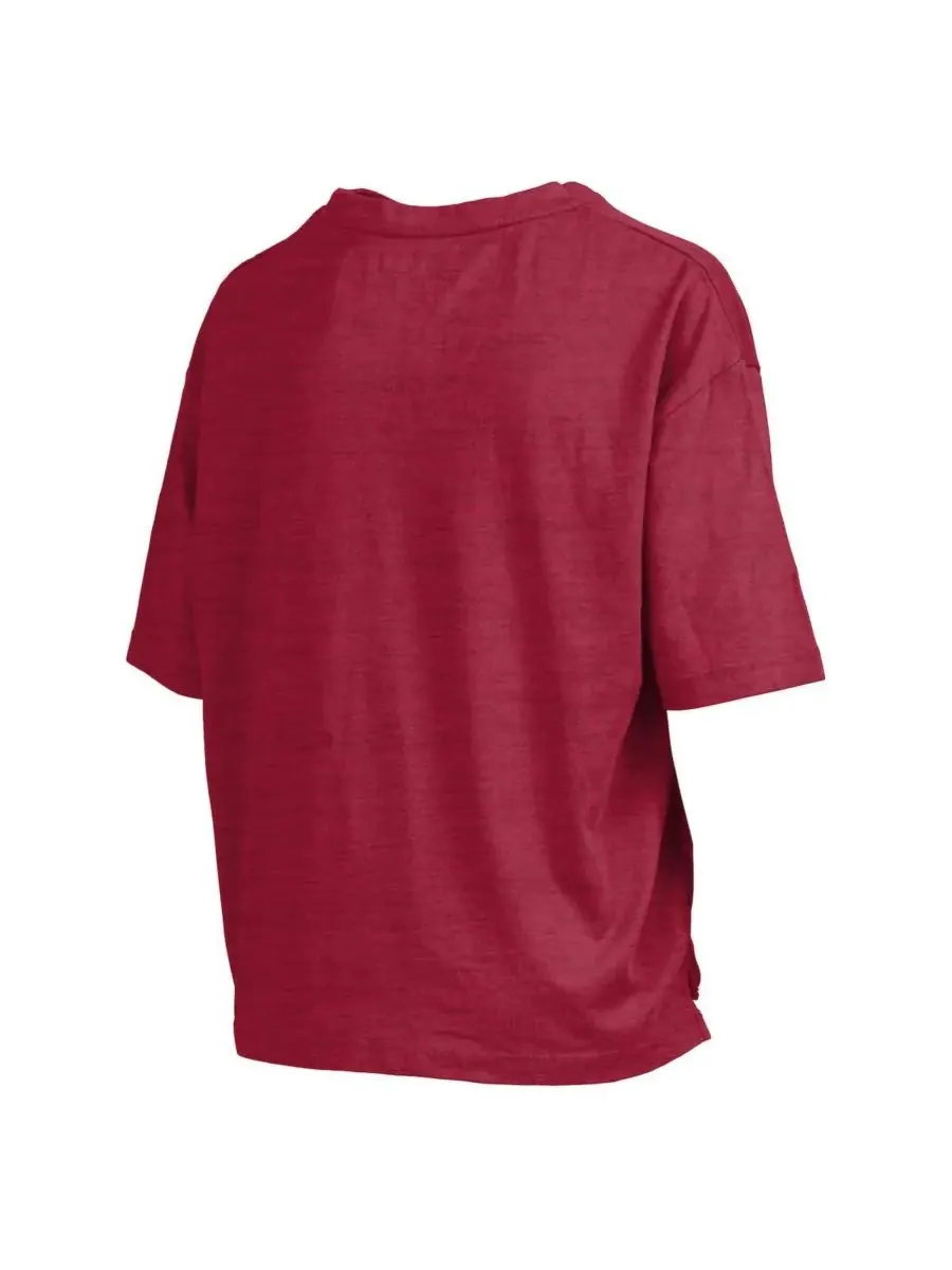 Женская футболка Cardinal Arkansas Razorbacks Nelson Arch Over Logo Waist Length Oversized Slub — изображение 3 из 3, красный