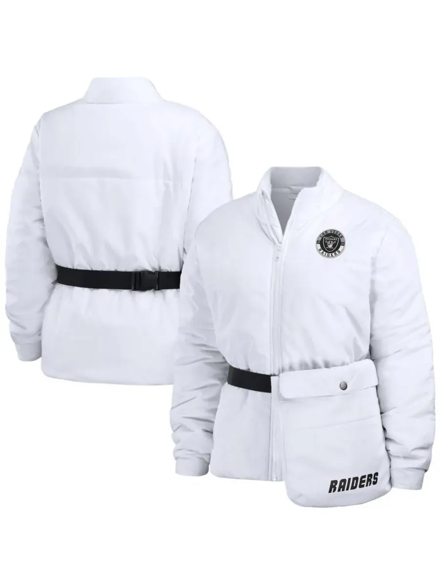 WEAR by Erin Andrews Женская белая пуховая куртка Las Vegas Raiders Packaway на молнии — изображение 1 из 4, белый