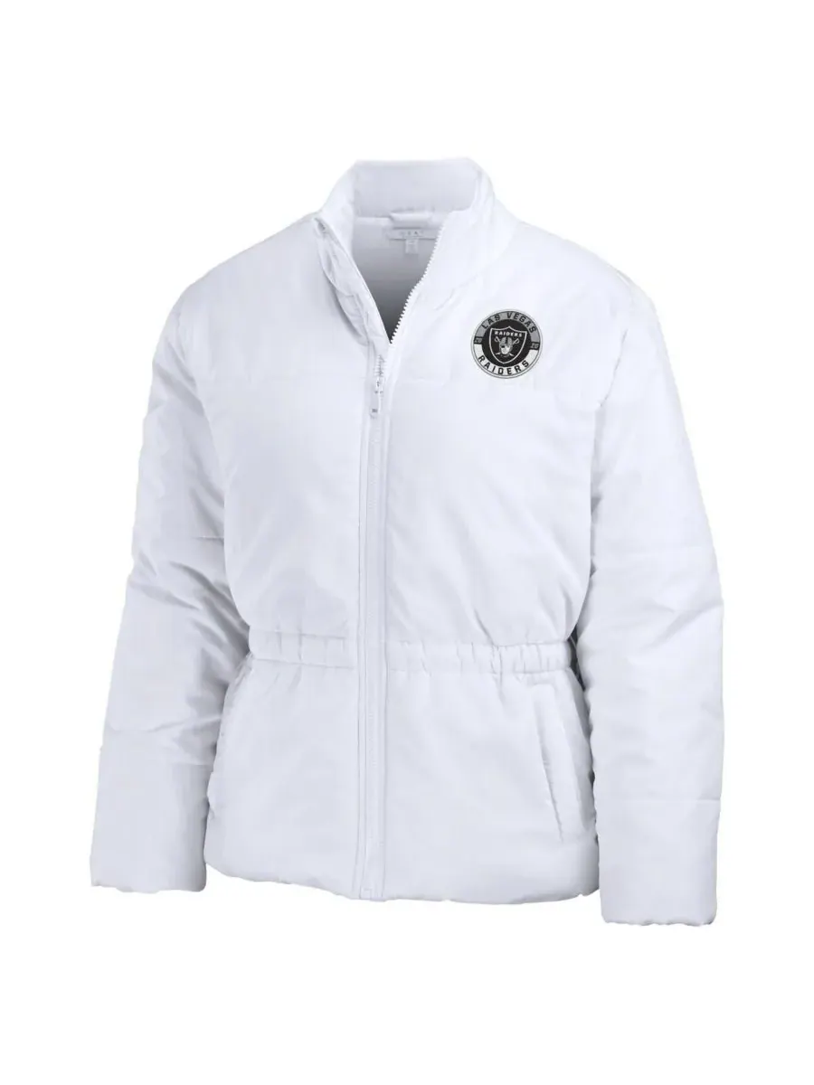 WEAR by Erin Andrews Женская белая пуховая куртка Las Vegas Raiders Packaway на молнии — изображение 3 из 4, белый