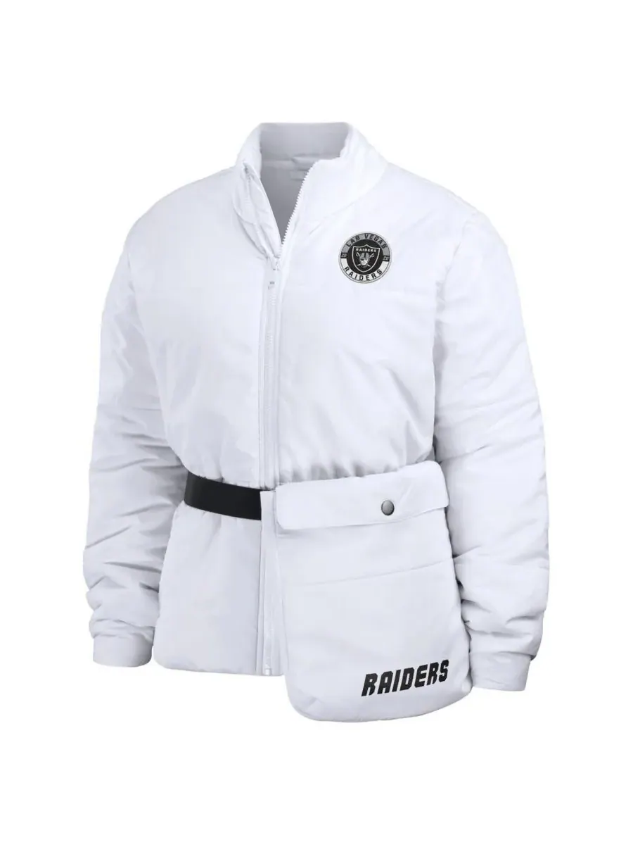 WEAR by Erin Andrews Женская белая пуховая куртка Las Vegas Raiders Packaway на молнии — изображение 4 из 4, белый