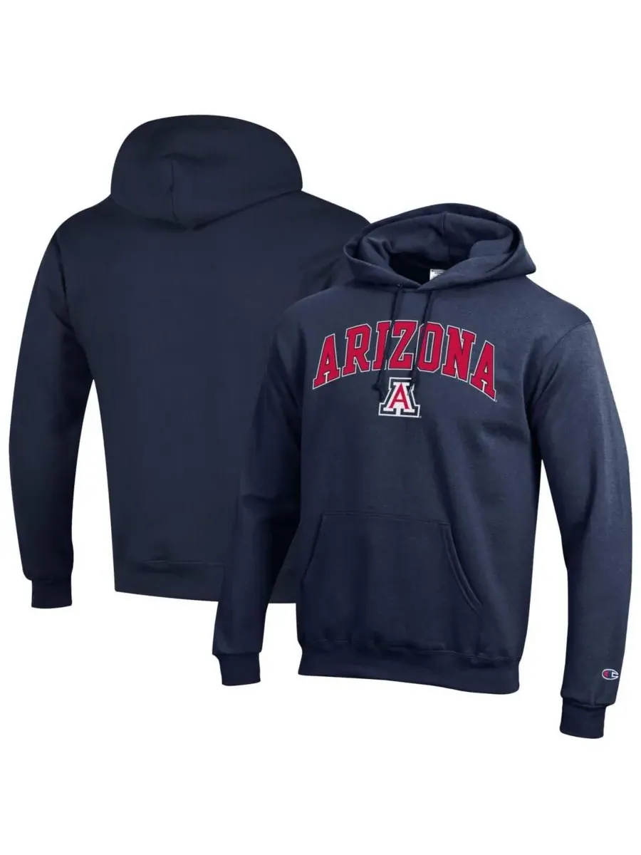 Champion Мужская флисовая толстовка с капюшоном и арочным логотипом Arizona Wildcats — изображение 1 из 3, темно-синий
