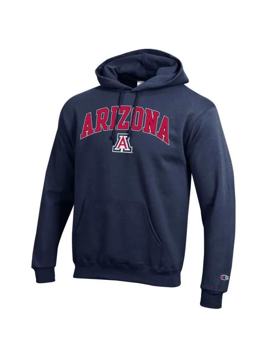 Champion Мужская флисовая толстовка с капюшоном и арочным логотипом Arizona Wildcats — изображение 3 из 3, темно-синий