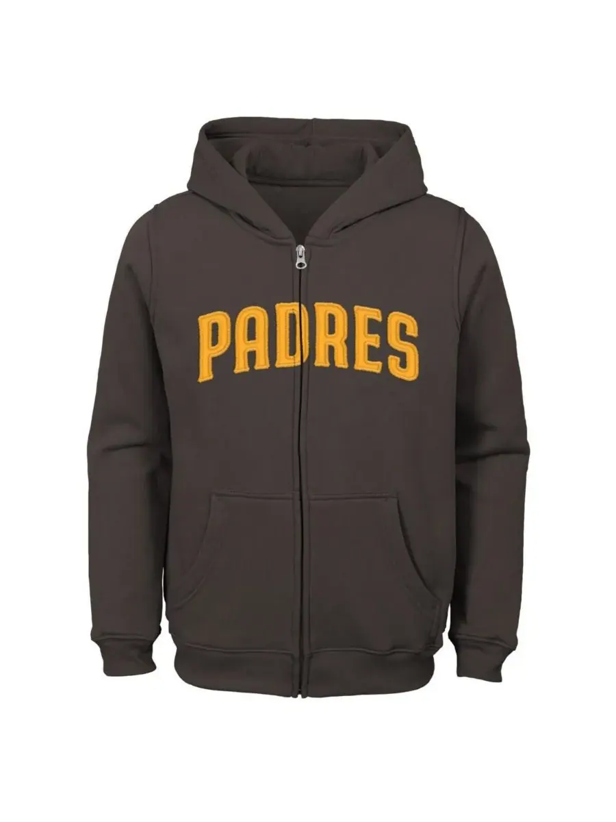 Outerstuff Толстовка на молнии Big Boys Brown San Diego Padres Wordmark Full-Zip Fleece Hoodie — изображение 1 из 1