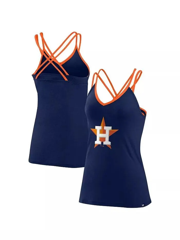Женская темно-синяя майка Houston Astros Barrel It Up с V-образным вырезом и перекрестной спиной — изображение 1 из 1