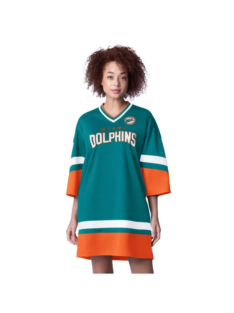 Женское платье-кроссовки Aqua Miami Dolphins Slap Shot с рукавами 3/4 Starter — изображение 1 из 2, голубой