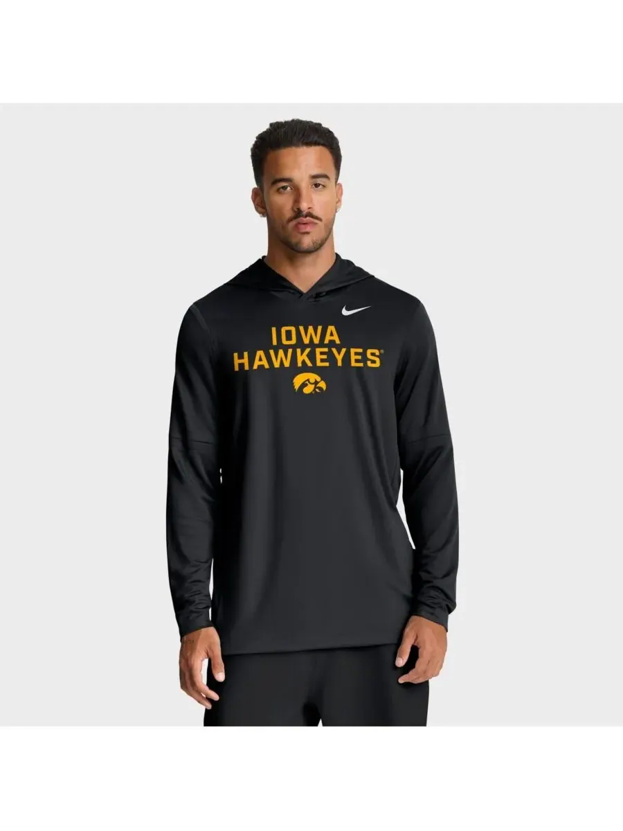 Nike Мужская черная толстовка с длинными рукавами Iowa Hawkeyes 2025 Sideline Performance — изображение 1 из 5, черный