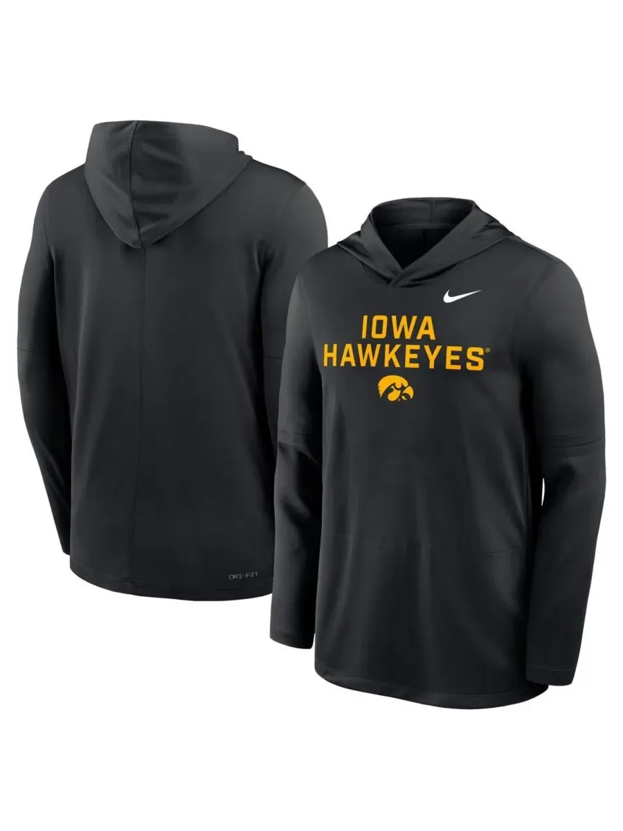 Nike Мужская черная толстовка с длинными рукавами Iowa Hawkeyes 2025 Sideline Performance — изображение 4 из 5, черный
