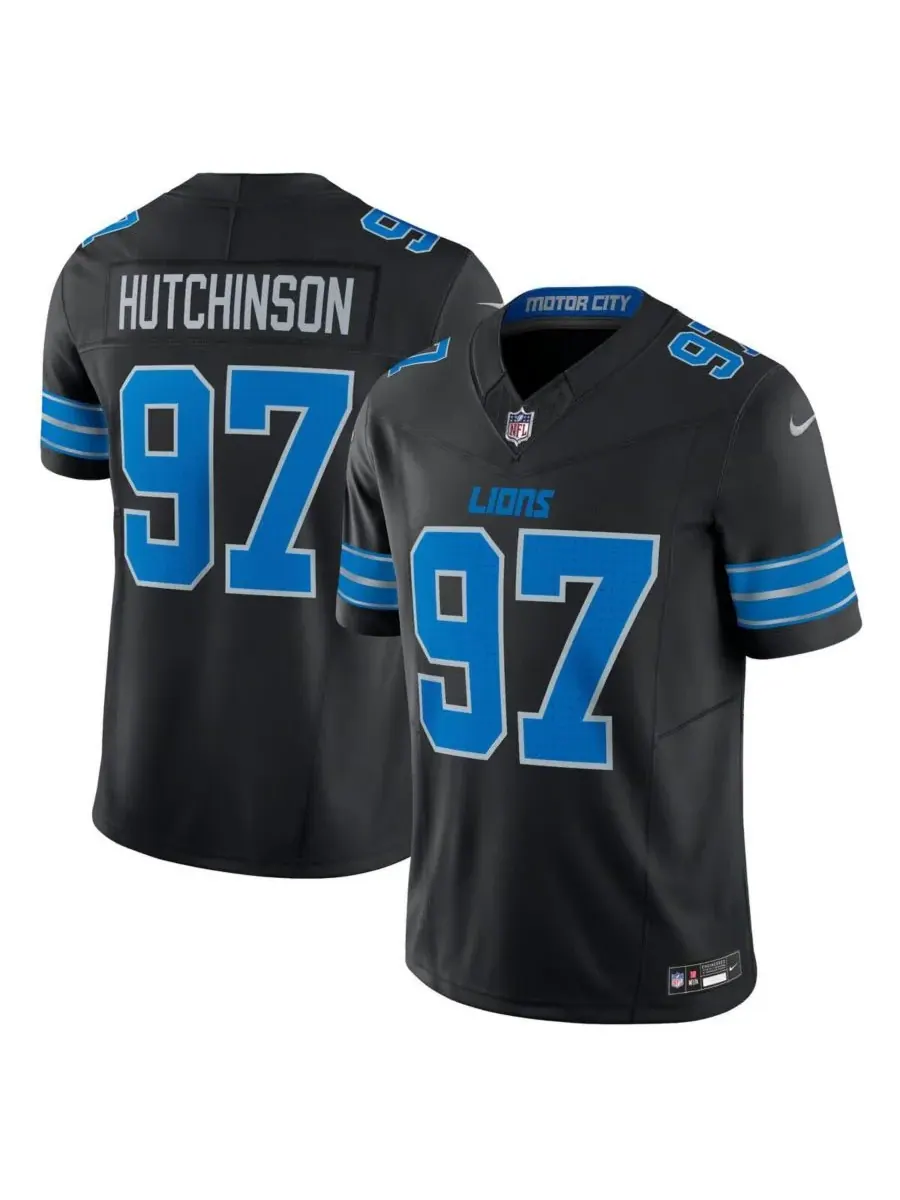 Nike Мужская черная футболка Эйдана Хатчинсона, Detroit Lions, 2-й альтернативный вариант Vapor — изображение 1 из 3, черный