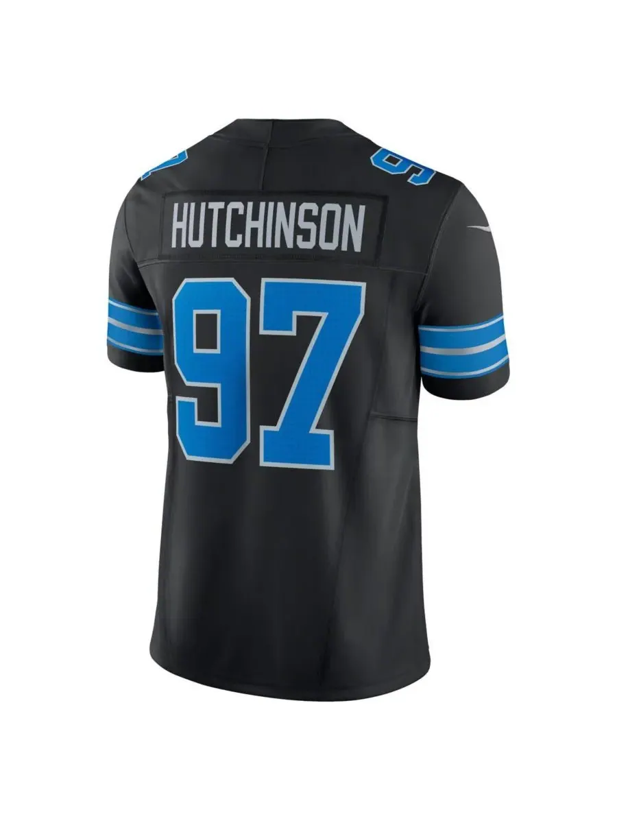 Nike Мужская черная футболка Эйдана Хатчинсона, Detroit Lions, 2-й альтернативный вариант Vapor — изображение 3 из 3, черный