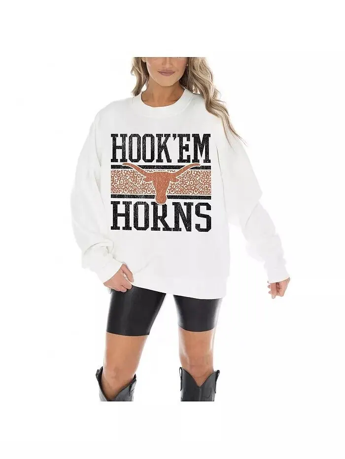 Женская белая толстовка-пуловер Texas Longhorns Fair Catch Gameday Couture — изображение 1 из 3