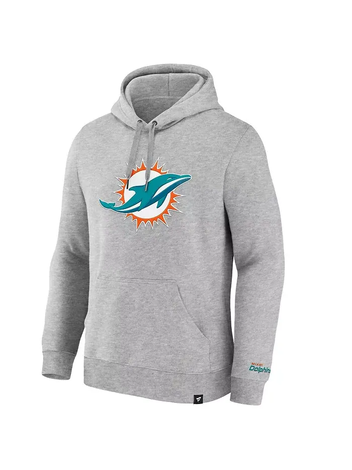 Мужская толстовка с капюшоном Miami Dolphins Legacy из флиса цвета хизер-серый Fanatics — изображение 4 из 5