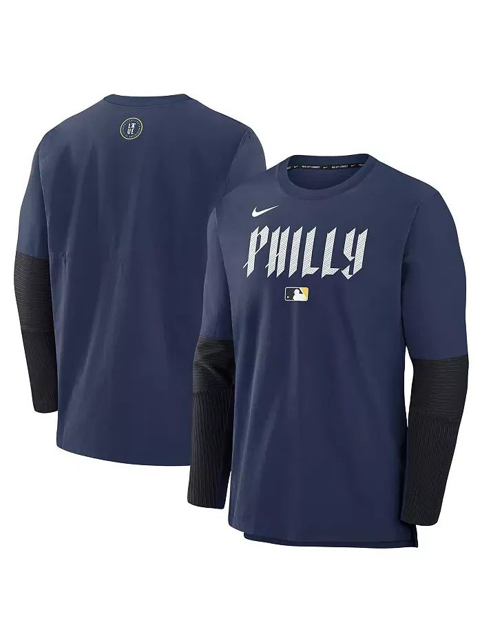 Мужская синяя футболка Philadelphia Phillies Authentic Collection City Connect с длинным рукавом — изображение 1 из 3
