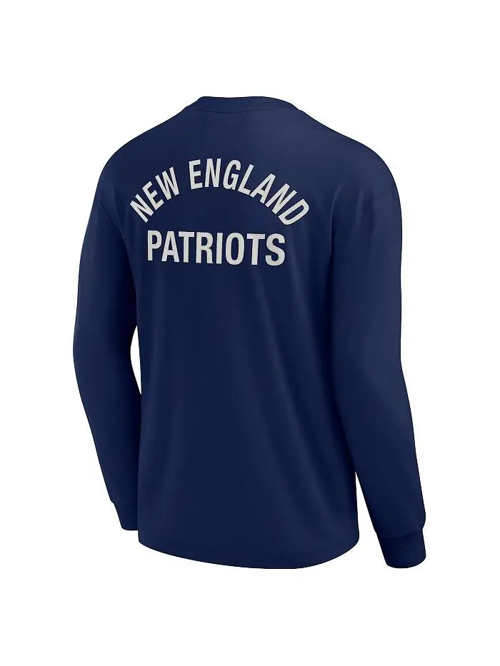 Мужская и женская темно-синяя супермягкая футболка New England Patriots с длинными рукавами — изображение 2 из 3, темно-синий