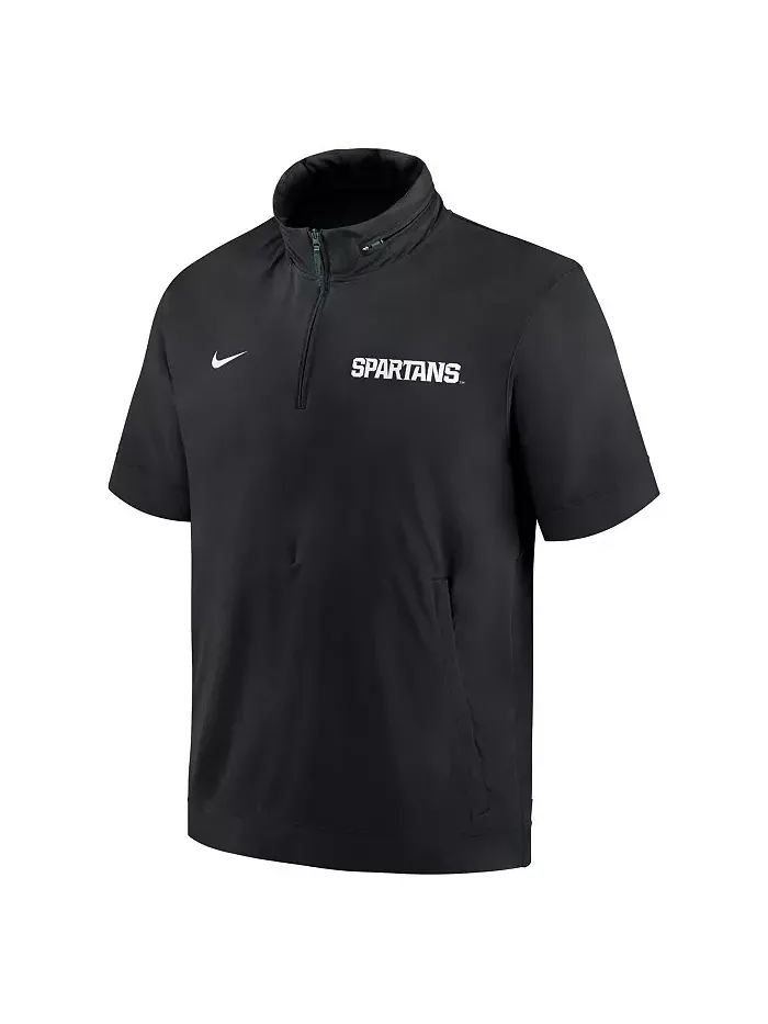 Мужская черная худи-полузипка Michigan State Spartans 2024 Sideline Coach с короткими рукавами Nike — изображение 3 из 3