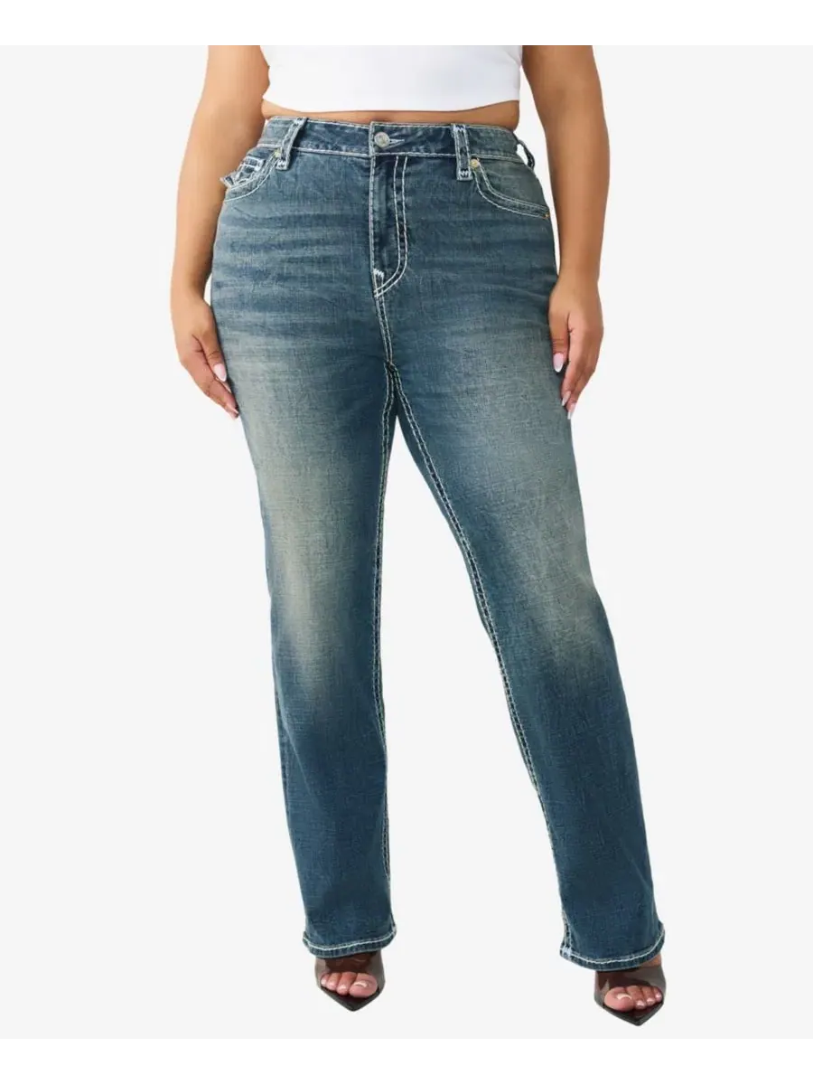 Джинсы Billie Plus Size Mid-Rise Straight Super T Flap Jeans True Religion — изображение 1 из 3