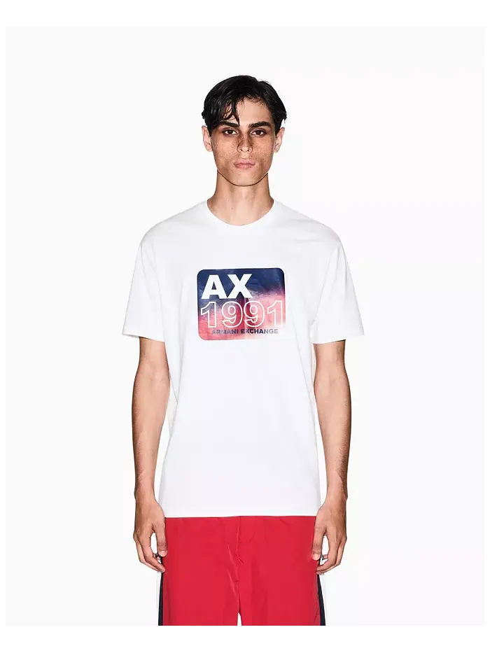 Мужская футболка с графическим принтом Grid Box Logo Badge A|X Armani Exchange — изображение 1 из 5