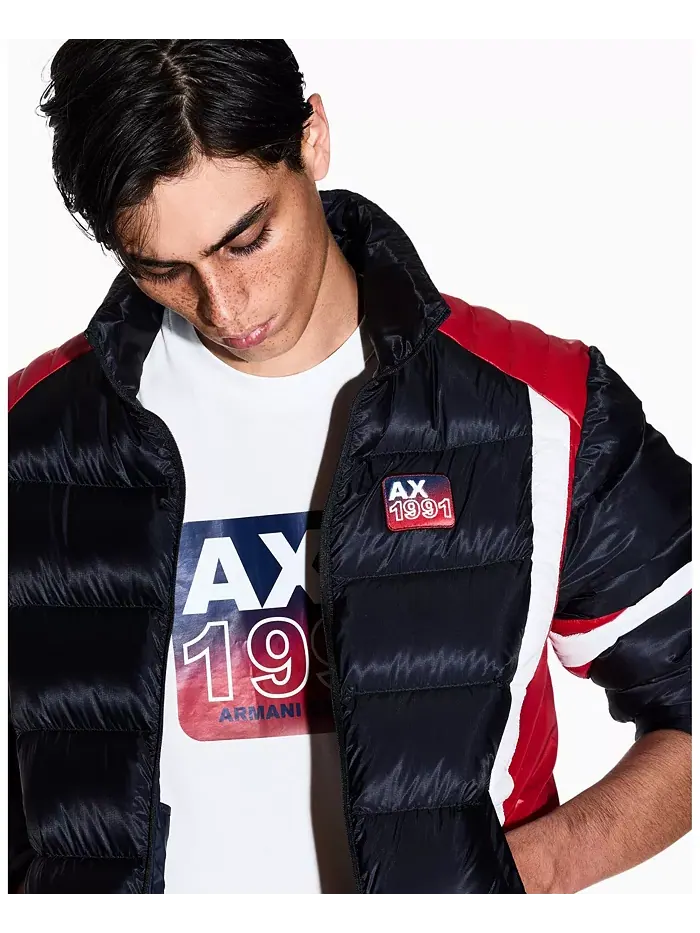 Мужская футболка с графическим принтом Grid Box Logo Badge A|X Armani Exchange — изображение 4 из 5