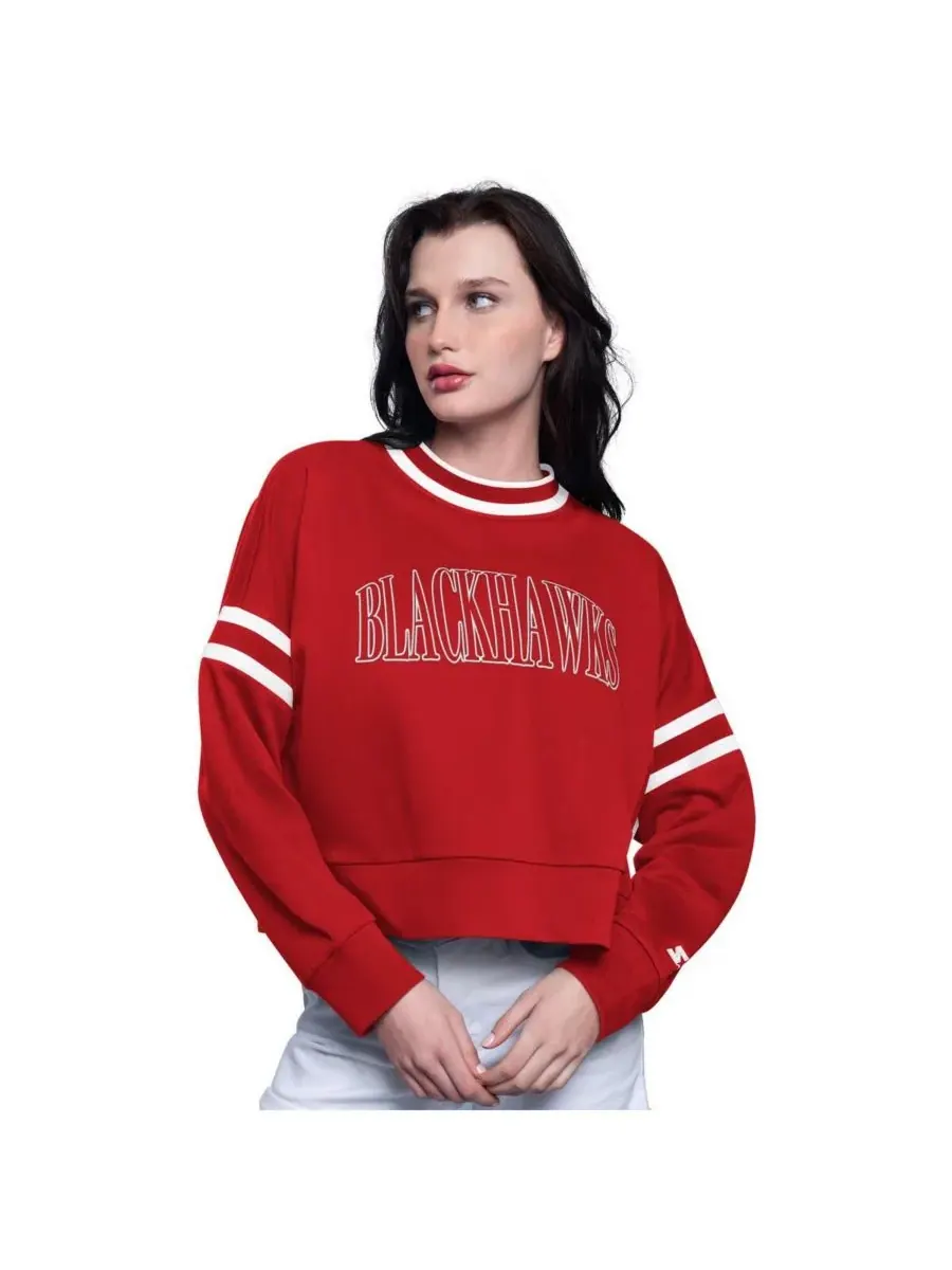 Starter Женская красная укороченная толстовка Chicago Blackhawks Power Play — изображение 1 из 2, красный