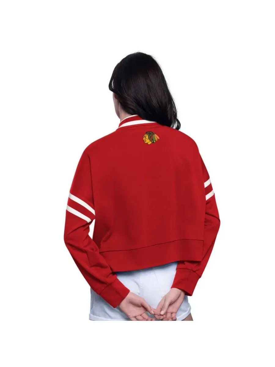 Starter Женская красная укороченная толстовка Chicago Blackhawks Power Play — изображение 2 из 2, красный