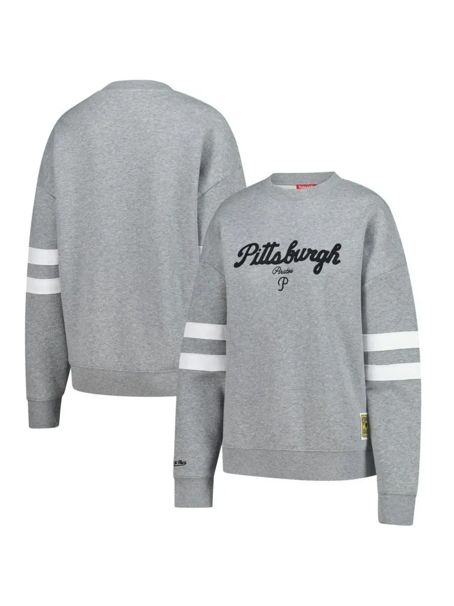 Mitchell & Ness Женская легкая толстовка с логотипом команды «Питтсбург Пиратс» серого меланжевого — изображение 1 из 3