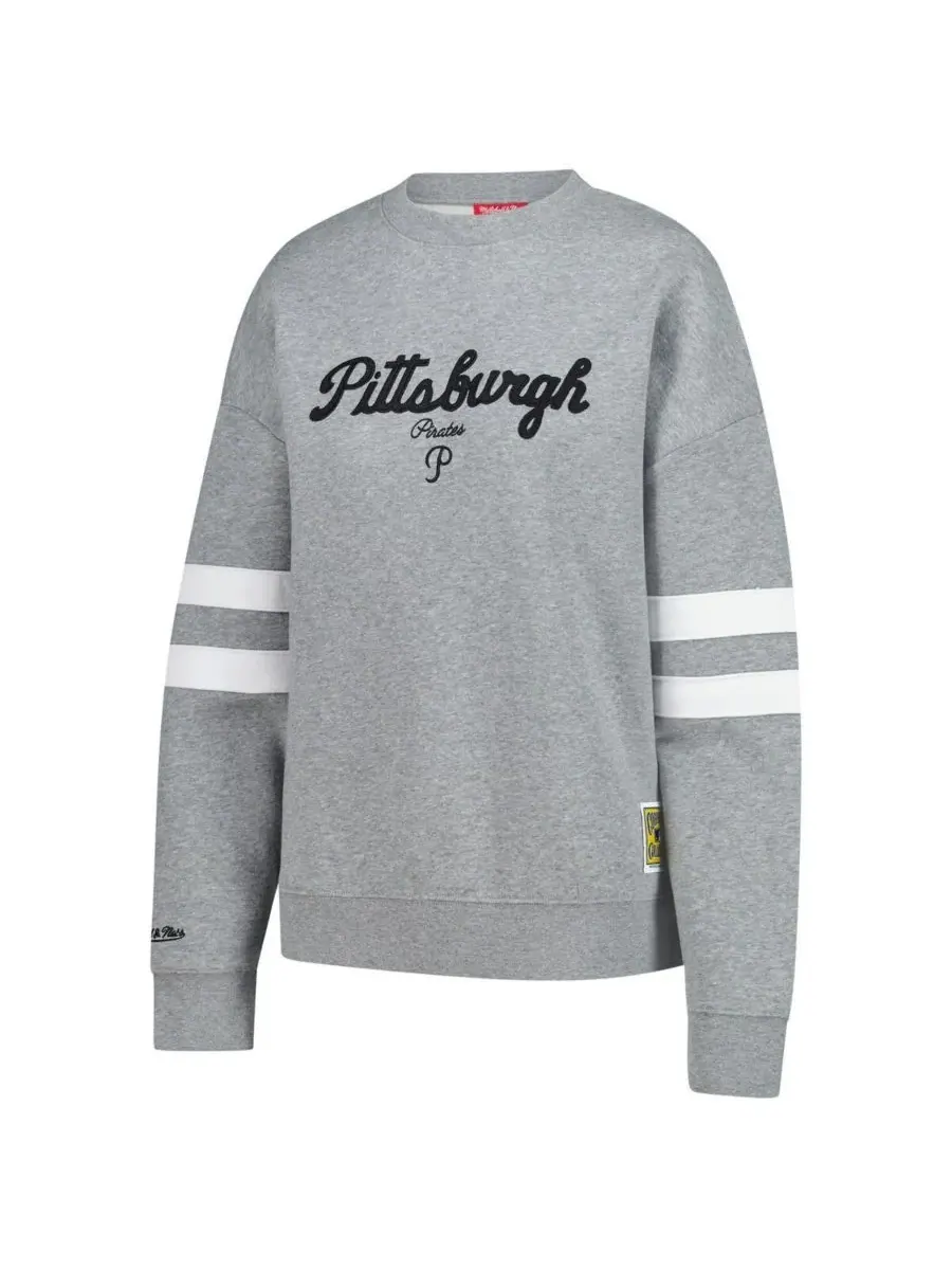 Mitchell & Ness Женская легкая толстовка с логотипом команды «Питтсбург Пиратс» серого меланжевого — изображение 2 из 3