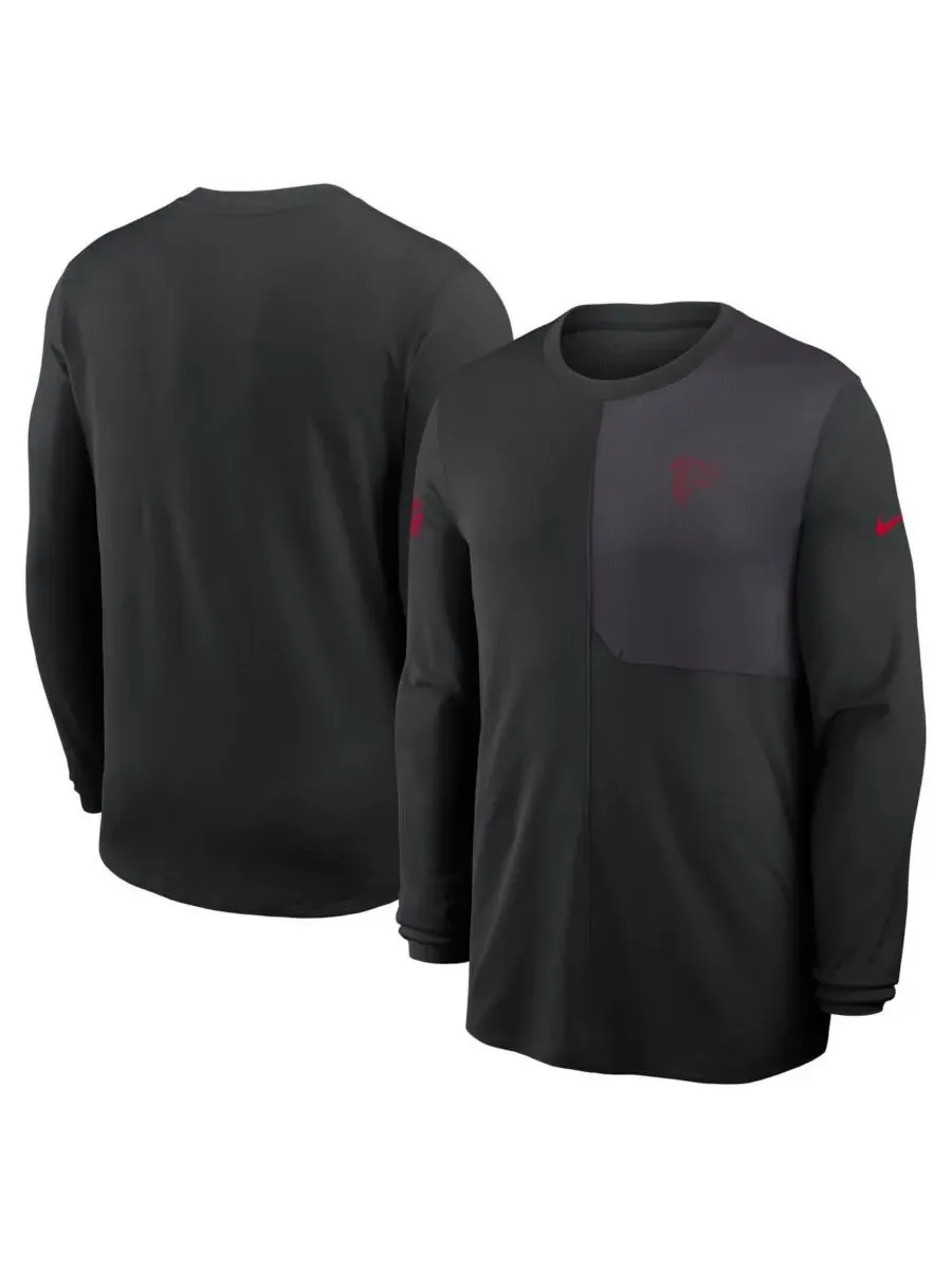Nike Мужская черная футболка с длинным рукавом Atlanta Falcons Sideline Coach UV Performance — изображение 1 из 3, черный