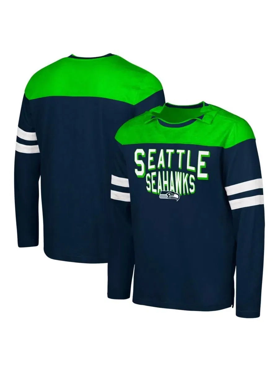 Футболка с длинным рукавом с магнитными кнопками Seattle Seahawks Hail Mary G-III Sports by Carl