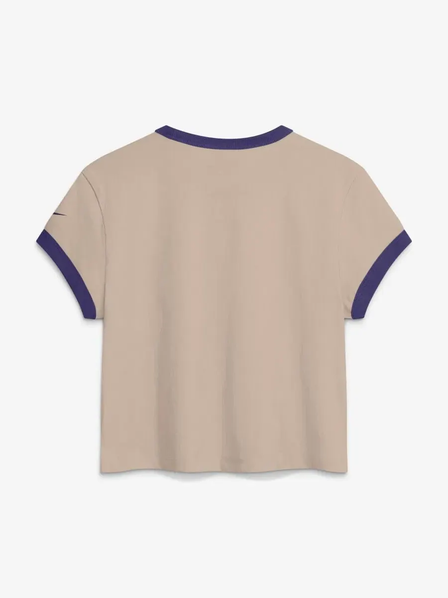 Футболка женская с принтом Baltimore Ravens Rewind Ringer Mod Cropped Nike — изображение 2 из 2, кремовый фиолетовый