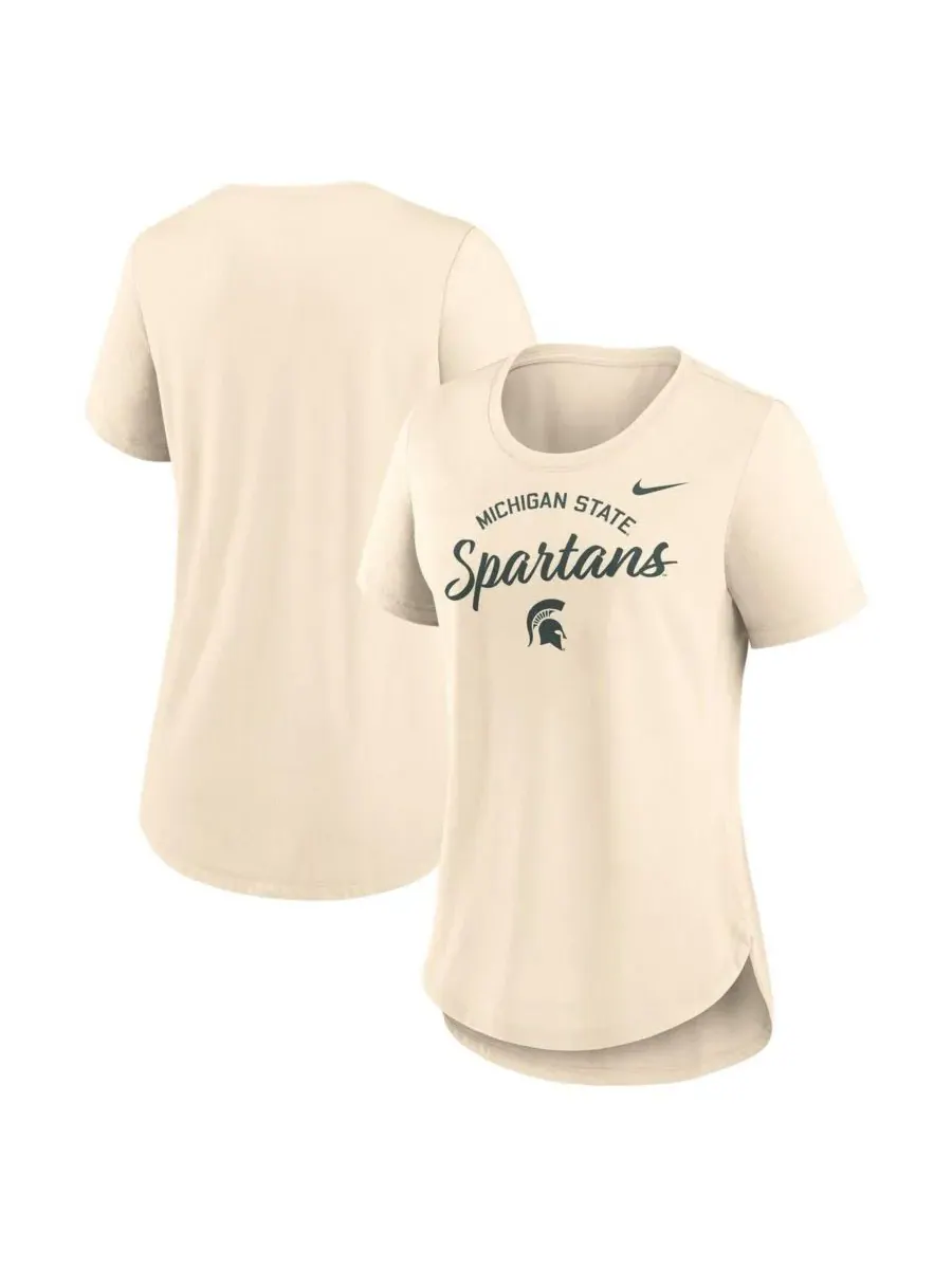 Nike Женская кремовая футболка Michigan State Spartans с логотипом команды, выполненная из — изображение 1 из 3, бежевый