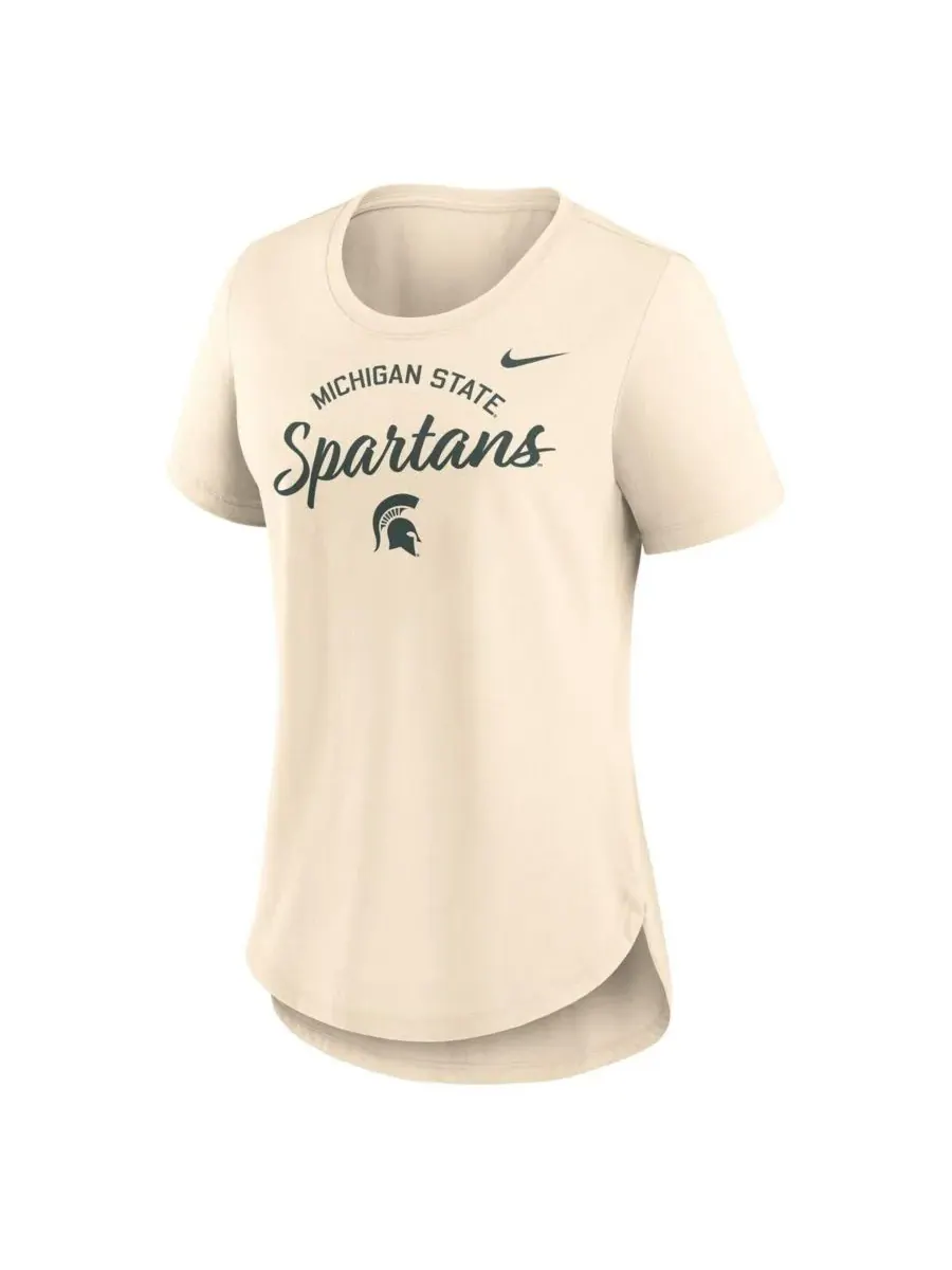 Nike Женская кремовая футболка Michigan State Spartans с логотипом команды, выполненная из — изображение 3 из 3, бежевый