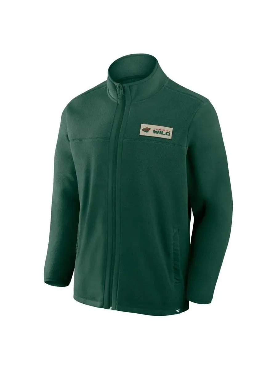Fanatics Мужская зеленая флисовая куртка Minnesota Wild Home на молнии — изображение 2 из 3, зеленый