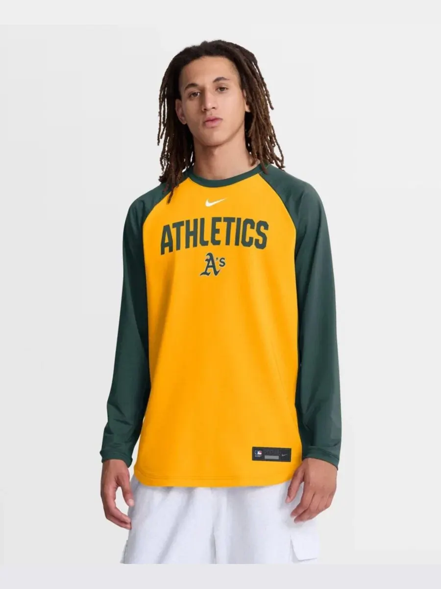 Свитшот с регланом, длинным рукавом, модель Athletics Authentic Collection Raglan Dri-FIT Nike — изображение 1 из 3, золото