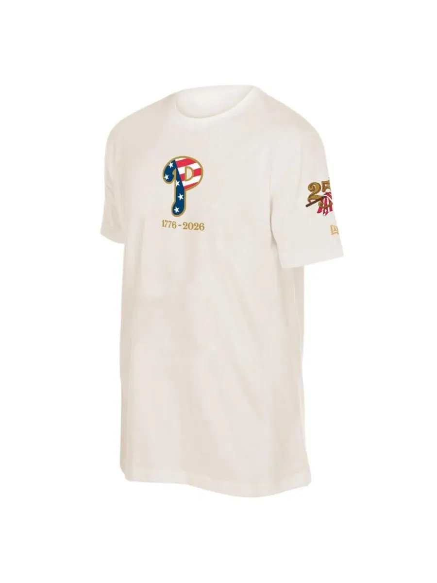 Футболка с коротким рукавом Philadelphia Phillies 250th Fourth of July New Era — изображение 2 из 4, бежевый
