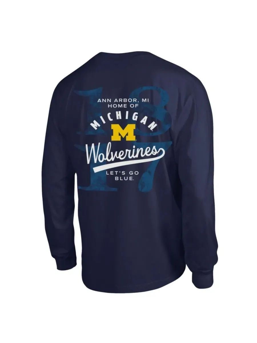 Футболка с длинным рукавом с принтом Michigan Wolverines Champion — изображение 3 из 3, темно-синий