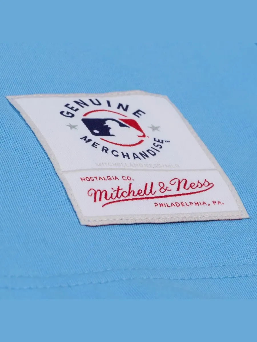 Футболка с вышивкой логотипа Mitchell & Ness — изображение 4 из 5, светлый синий