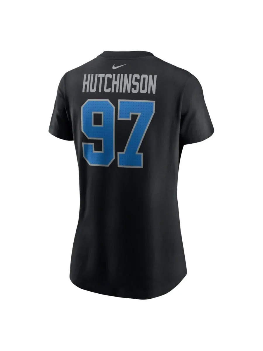 Nike Женская черная футболка с именем и номером игрока команды Detroit Lions Эйдана Хатчинсона — изображение 2 из 3, черный