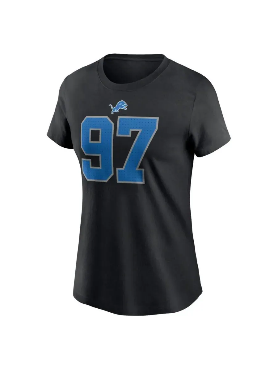 Nike Женская черная футболка с именем и номером игрока команды Detroit Lions Эйдана Хатчинсона — изображение 3 из 3, черный