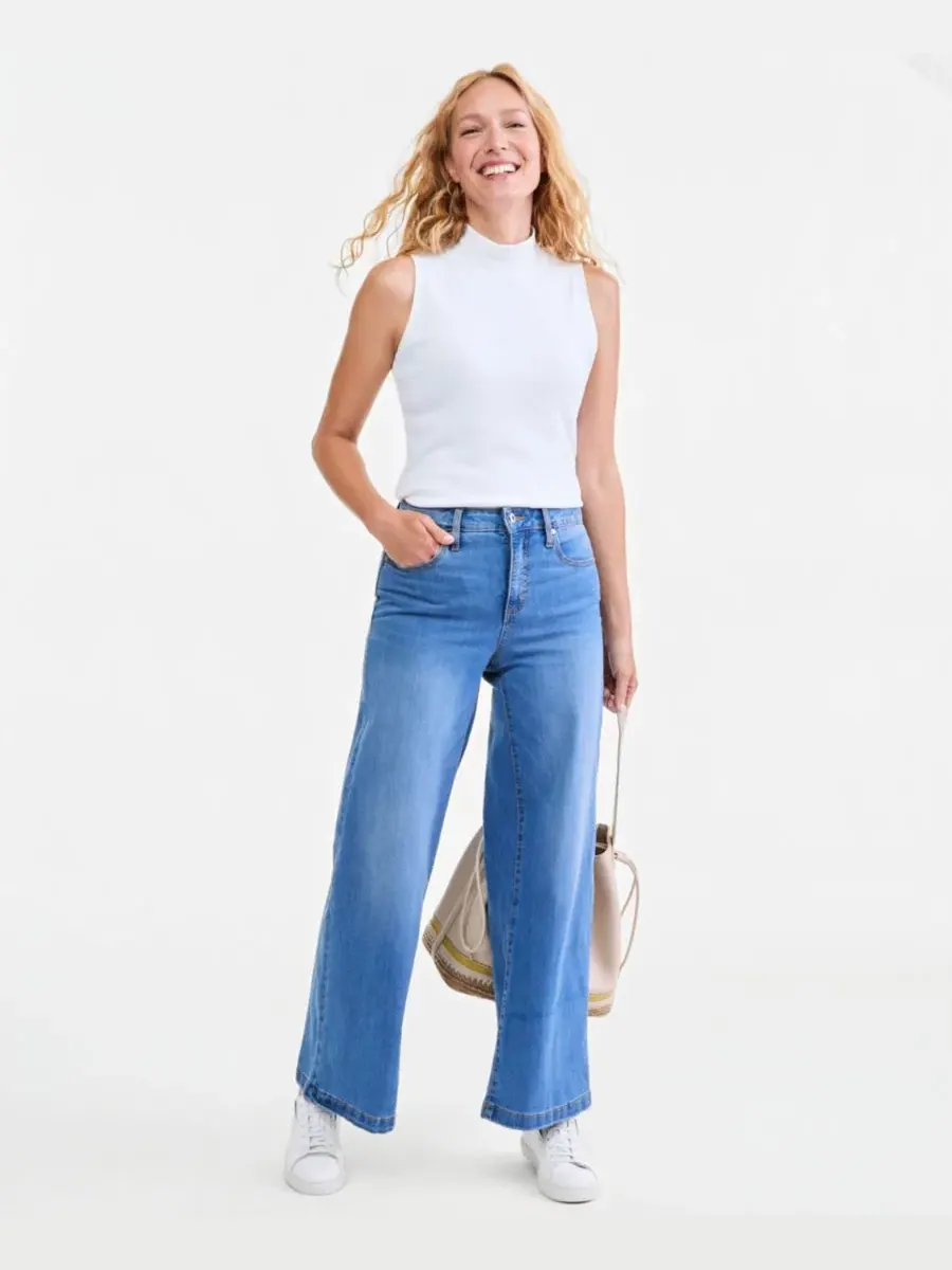 Джинсы прямого кроя с высокой посадкой Petite Beech Wash Style & Co, Beech Wash