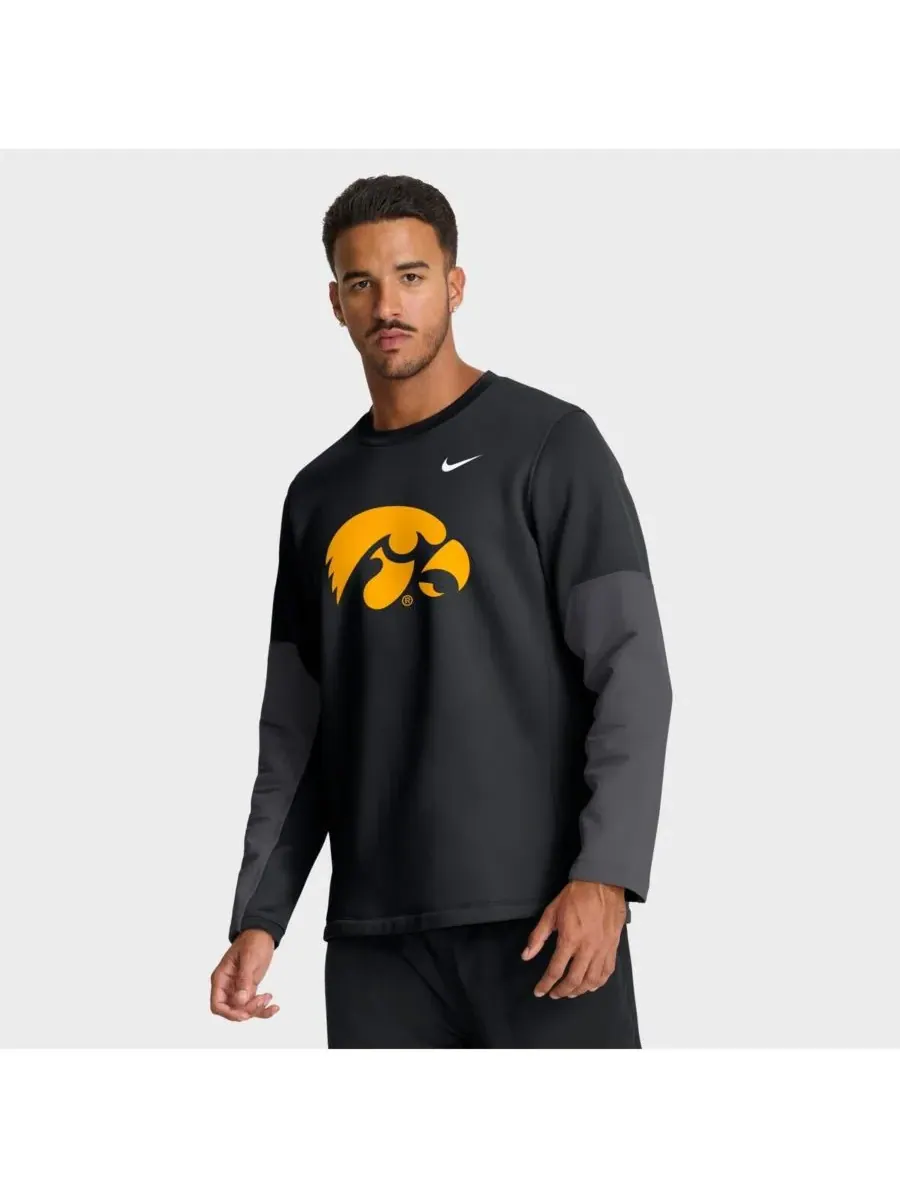 Nike Мужская черная футболка с длинным рукавом Iowa Hawkeyes 2025 Sideline Coach Performance — изображение 1 из 5, черный