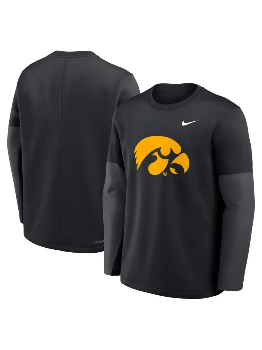 Nike Мужская черная футболка с длинным рукавом Iowa Hawkeyes 2025 Sideline Coach Performance — изображение 4 из 5, черный