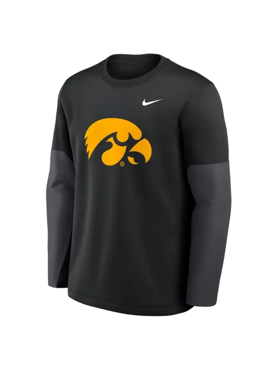 Nike Мужская черная футболка с длинным рукавом Iowa Hawkeyes 2025 Sideline Coach Performance — изображение 5 из 5, черный