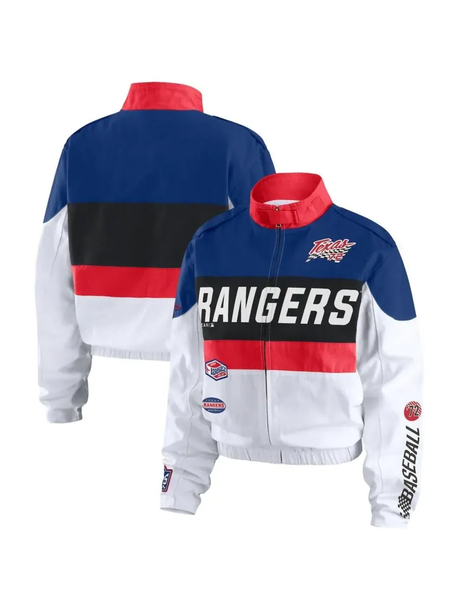 WEAR by Erin Andrews Женская куртка на молнии сине-белого цвета с символикой команды Texas Rangers — изображение 1 из 3