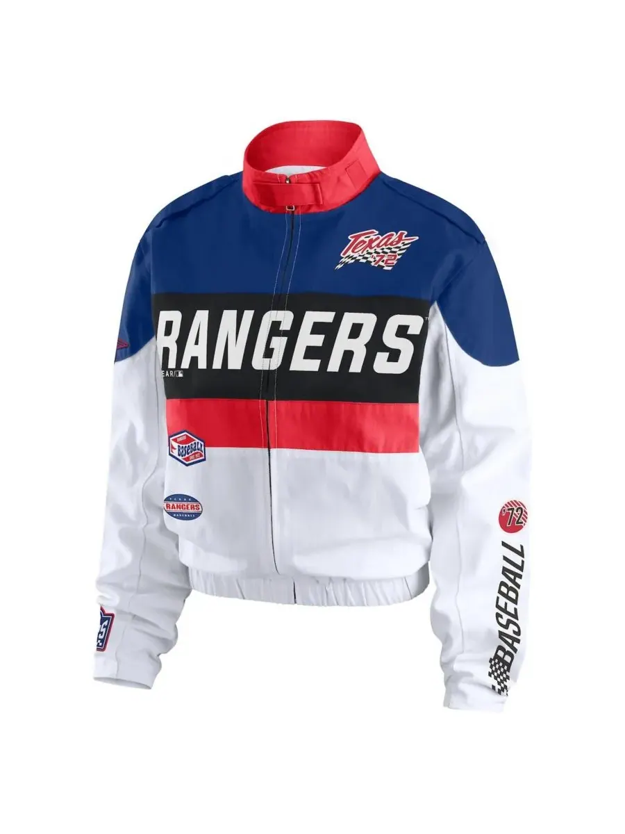 WEAR by Erin Andrews Женская куртка на молнии сине-белого цвета с символикой команды Texas Rangers — изображение 2 из 3
