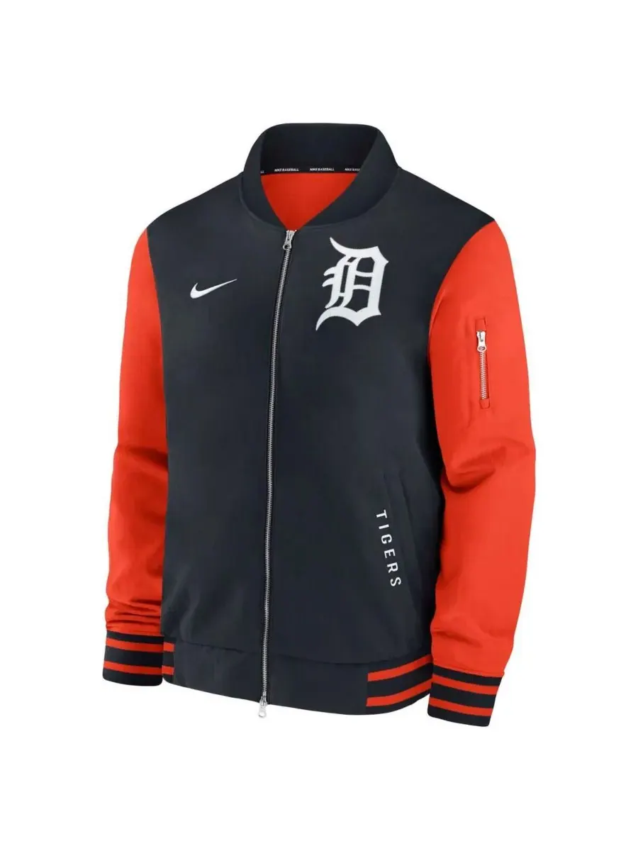 Nike Мужская темно-синяя/оранжевая куртка-бомбер Detroit Tigers Authentic Collection Dugout на — изображение 3 из 3