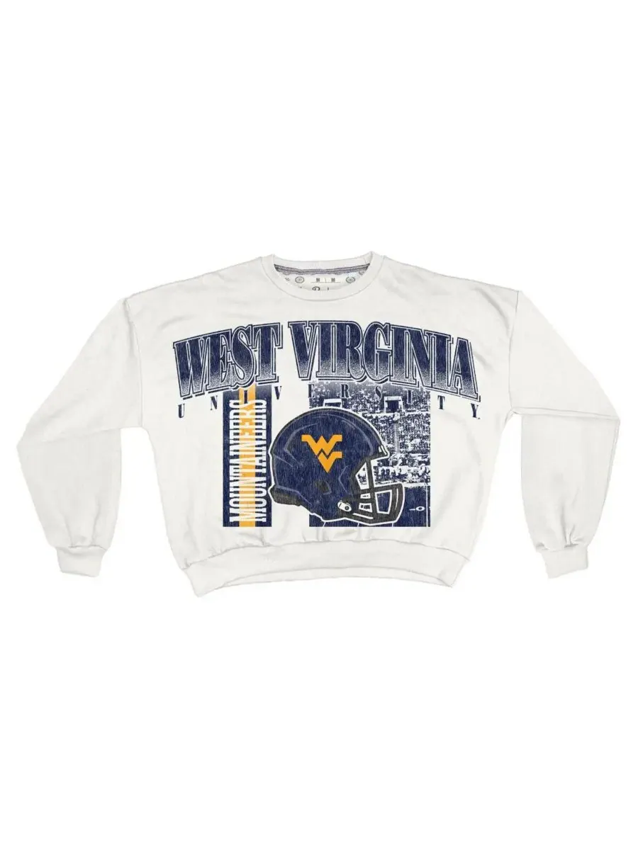 Pressbox Женская белая толстовка West Virginia Mountaineers Oversized Janice Retro Waist-Length — изображение 3 из 3, белый