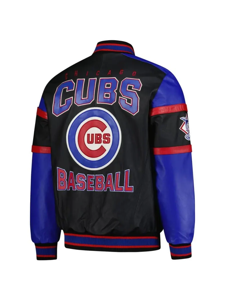 G-III Sports by Carl Banks Мужская черная кожаная куртка-бомбер Chicago Cubs на молнии — изображение 2 из 3, черный