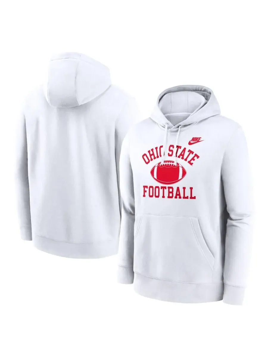 Nike Мужская белая флисовая толстовка с капюшоном в стиле Ohio State Buckeyes Legacy Football Icon — изображение 1 из 3