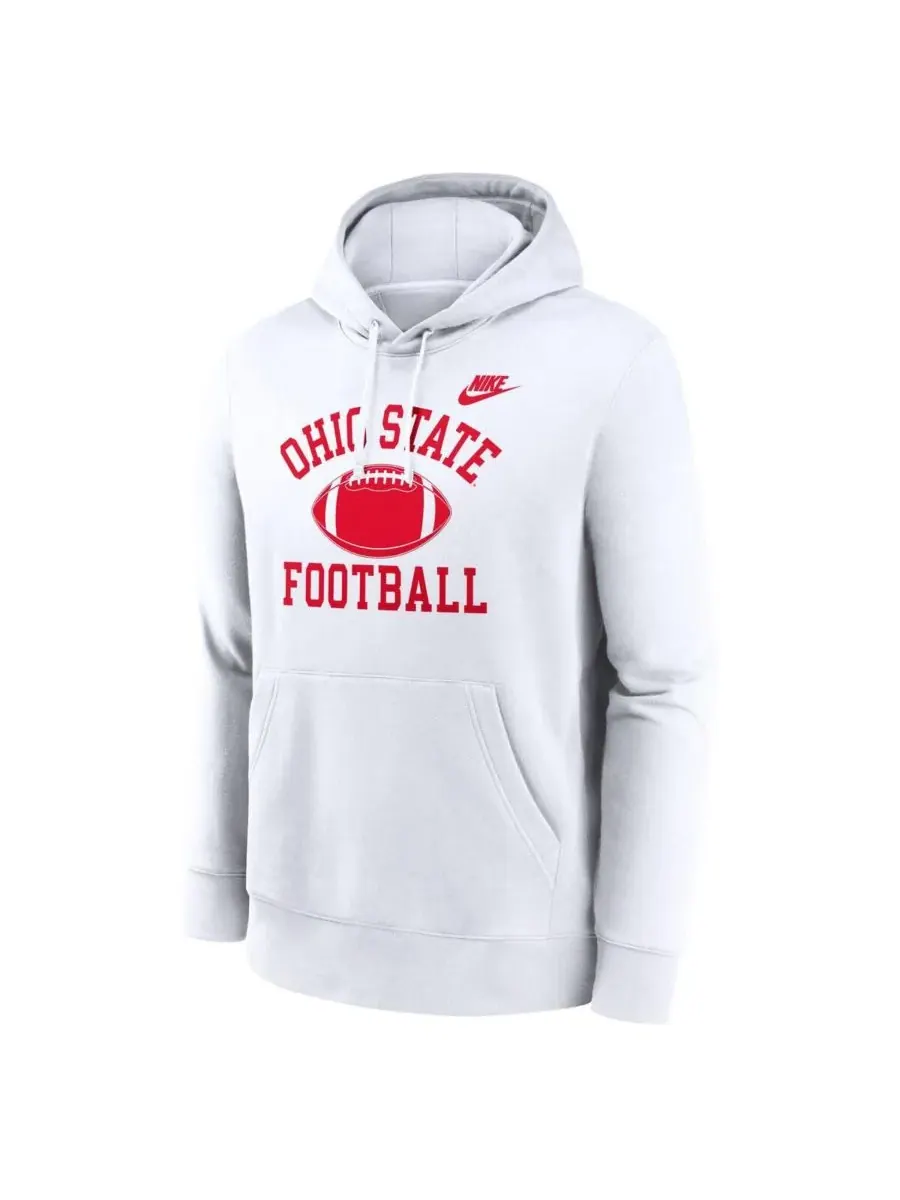 Nike Мужская белая флисовая толстовка с капюшоном в стиле Ohio State Buckeyes Legacy Football Icon — изображение 3 из 3