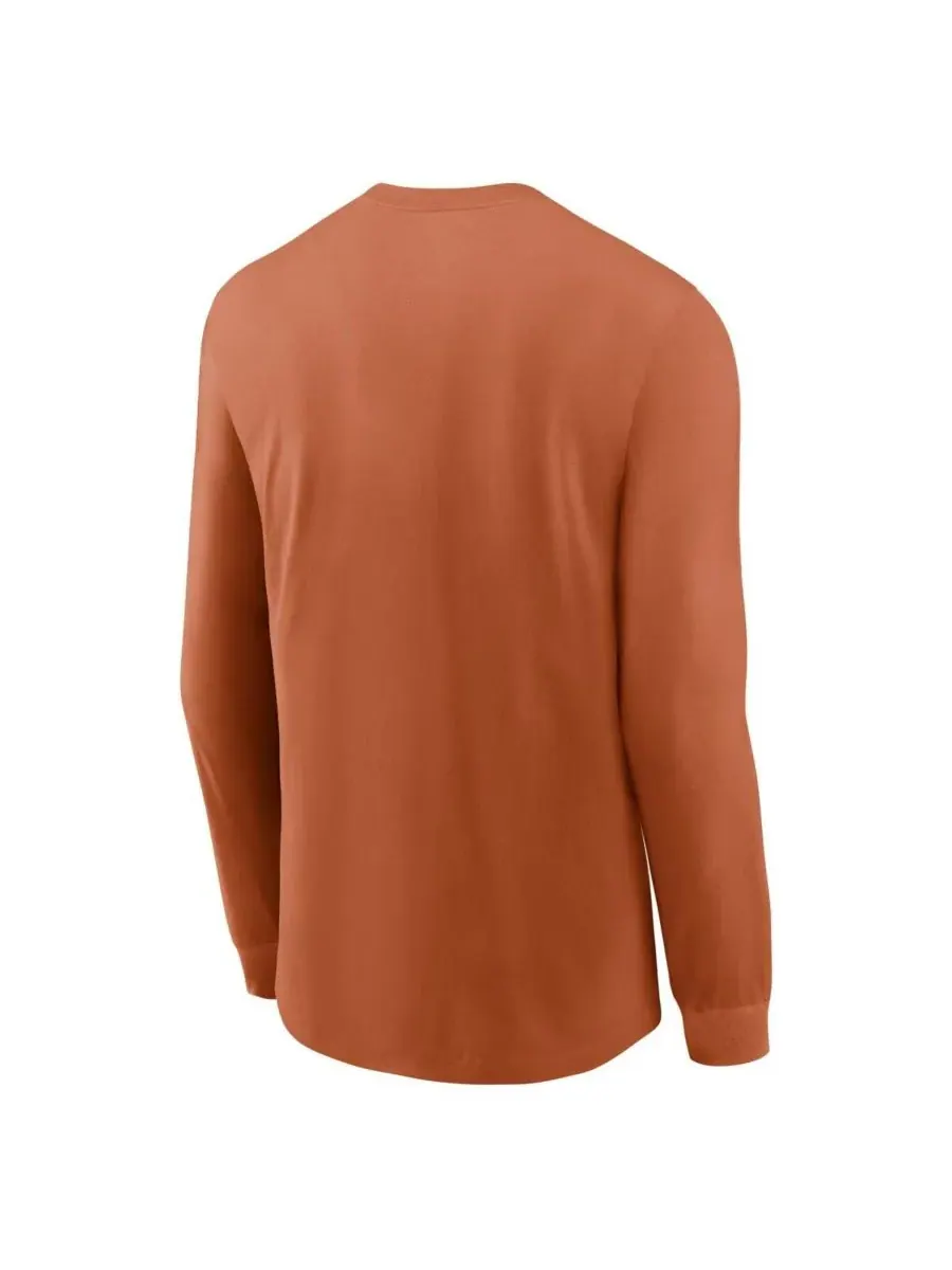 Nike Мужская футболка с длинным рукавом Texas Orange Texas Longhorns Essential Baseball Arch — изображение 2 из 3, оранжевый