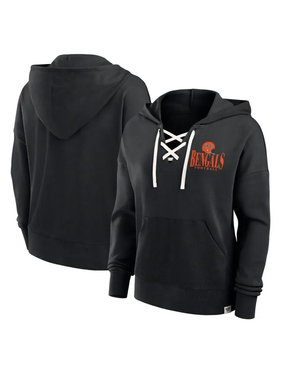 Fanatics Женская черная толстовка с капюшоном Cincinnati Bengals Blitz Left на шнуровке — изображение 1 из 3, черный